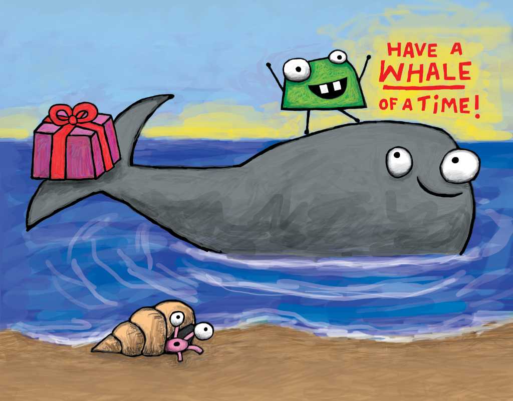 Birthday card drawings photograph. This whale barged in on your party because he knew how much fun everyone was having. Hermit crab is still a little unsure, but the birthday monster is having a splashity good time!