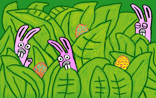 Happy Easter! The bunny rabbits have taken over the garden, but where did they hide the eggs?