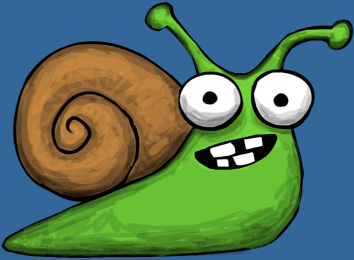 Snailio, Sluggo's cousin from France. He likes cheese, and mud, and a good hard baguette.