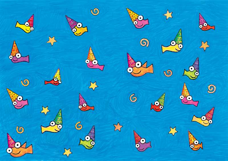 Birthday Card Drawings photograph. This fish know how to party. They have their party hats, and their party stars. They are just looking for the right venue! Invite them over, you'll have a blast.